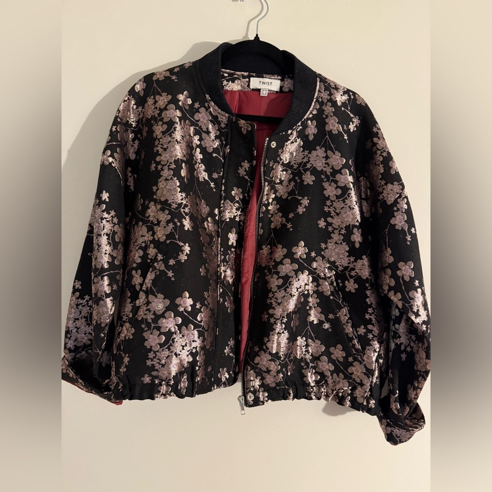 Floral Black Bomber Jacket